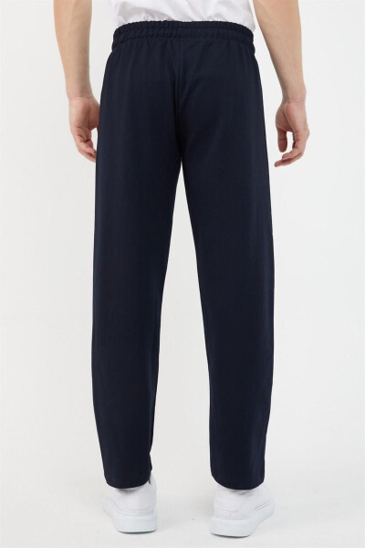 Navy Blue Men's Zippered Sweatpants - 5