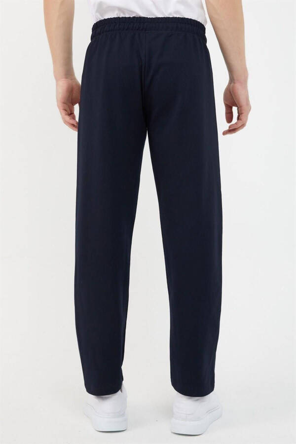 Navy Blue Men's Zippered Sweatpants - 5