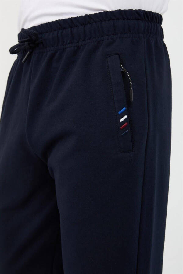 Navy Blue Men's Zippered Sweatpants - 9