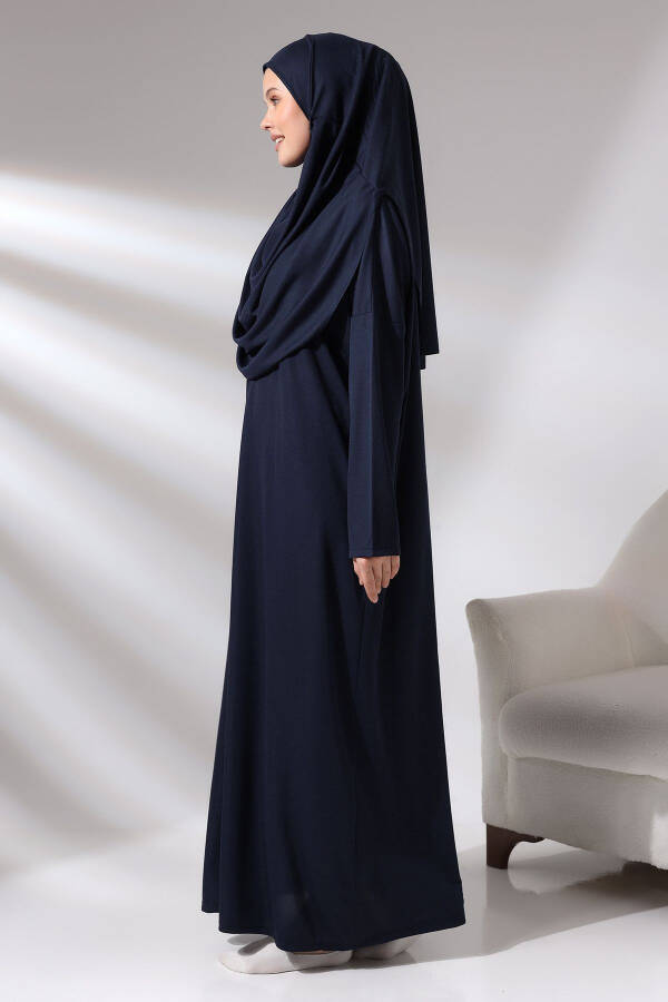 Navy Blue One-Piece Prayer Dress with Bag - 5