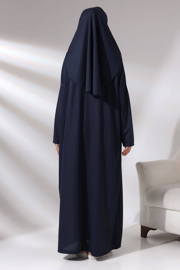 Navy Blue One-Piece Prayer Dress with Bag - 6