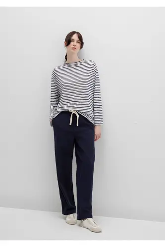 Navy Blue Pants with Tie Waist 1010945-89101-Navy Blue 