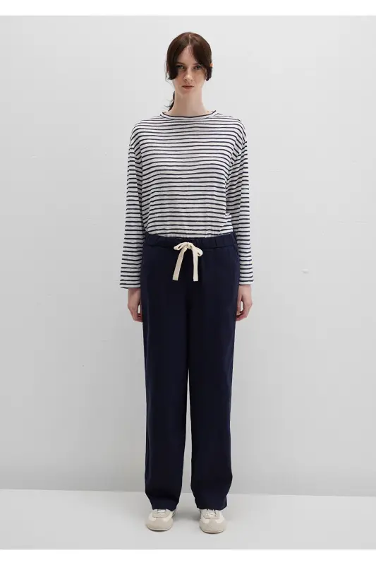 Navy Blue Pants with Tie Waist 1010945-89101-Navy Blue - 3