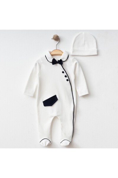 Navy blue piped 100% Cotton Hat Overall Set - 5