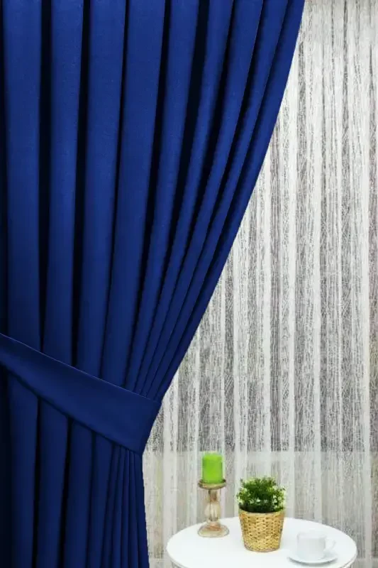 Navy Blue Pleated Velvety Curtain High Quality Single Panel-Navy Blue - 2