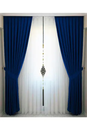 Navy Blue Pleated Velvety Curtain High Quality Single Panel-Navy Blue - 3