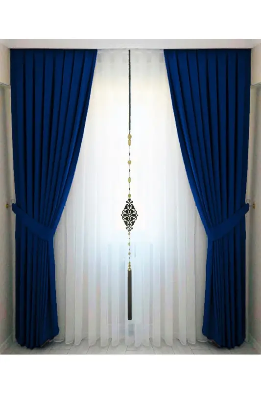 Navy Blue Pleated Velvety Curtain High Quality Single Panel-Navy Blue - 3