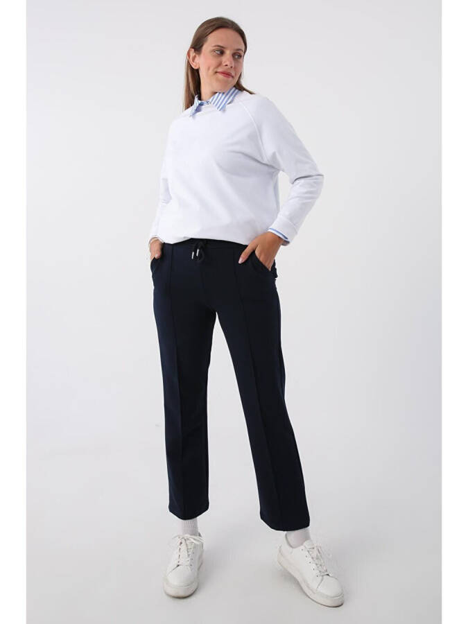 Navy Blue Pocketed Sweatpants-Navy Blue - 1