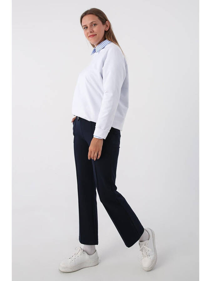 Navy Blue Pocketed Sweatpants-Navy Blue - 3