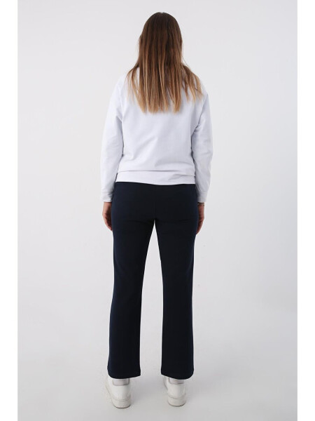 Navy Blue Pocketed Sweatpants-Navy Blue - 4