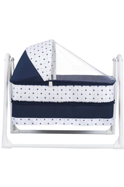 Navy Blue Portable Rocking Basket Hammock Crib - 2