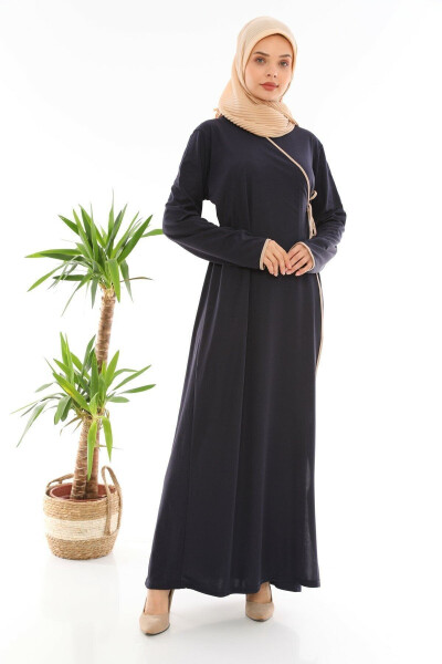 Navy Blue Prayer Dress with Side Ties - 1