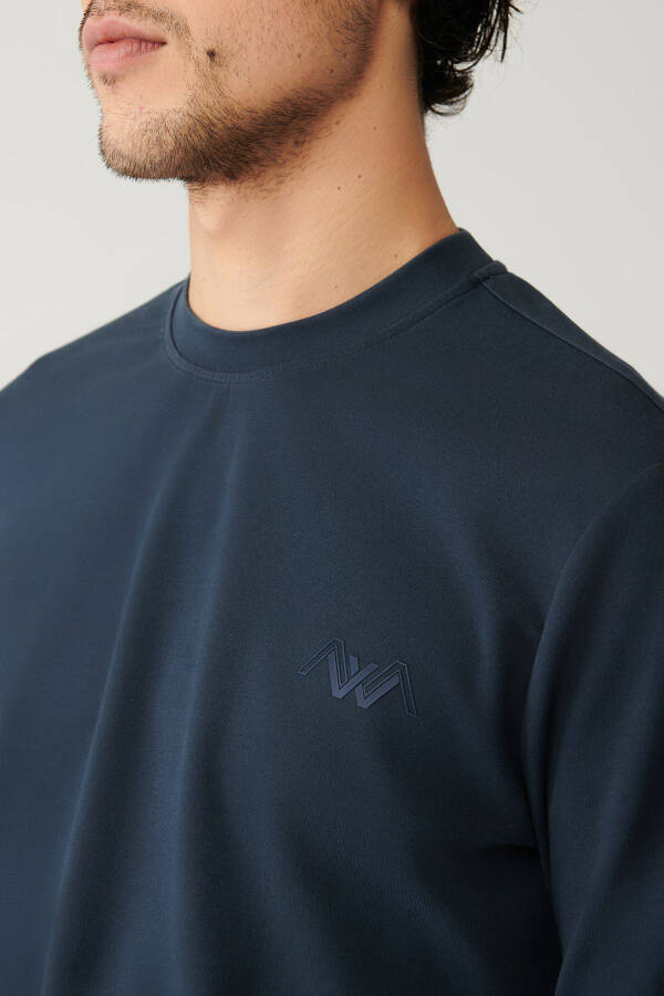 Navy Blue Printed Sweatshirt - 8