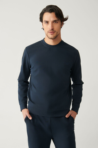 Navy Blue Printed Sweatshirt - 9