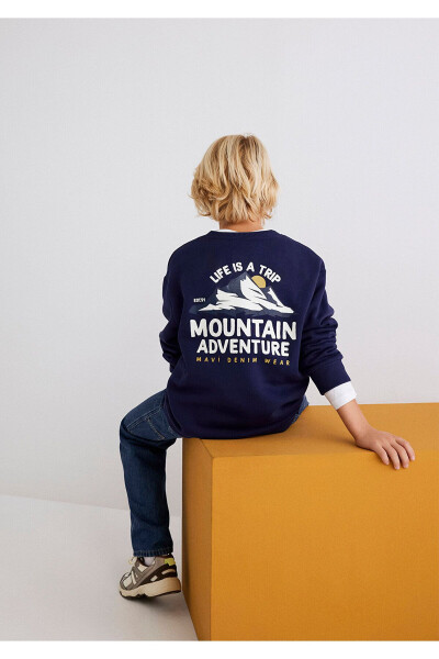 Navy Blue Printed Sweatshirt 6s10075-70491 - 1