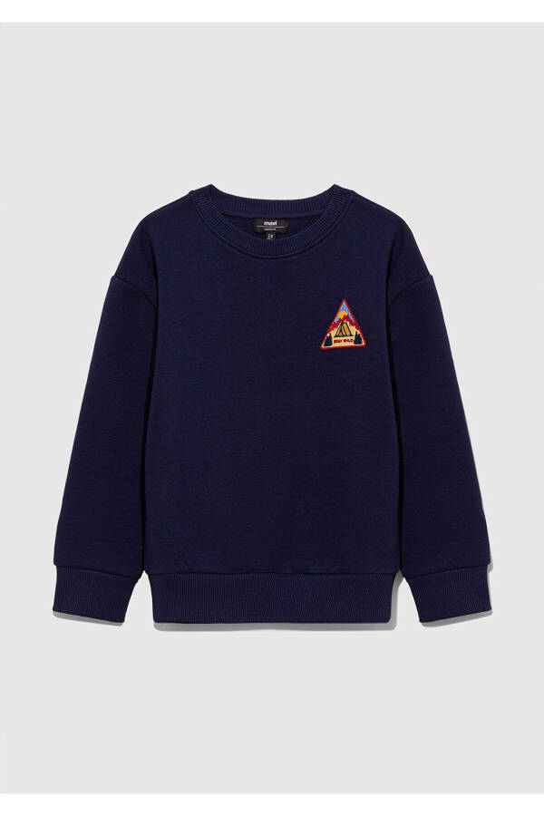 Navy Blue Printed Sweatshirt 6s10075-70491 - 3