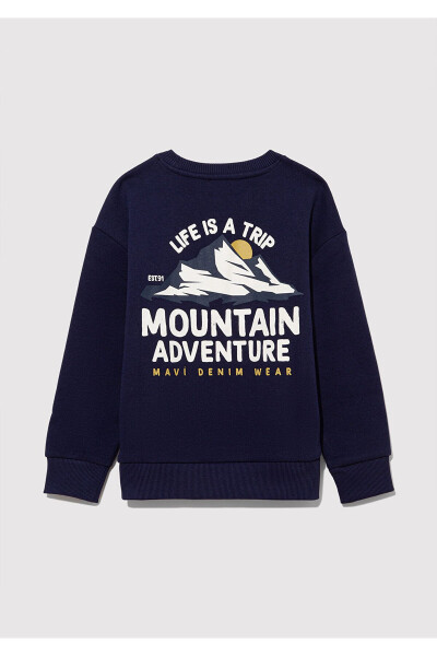 Navy Blue Printed Sweatshirt 6s10075-70491 - 4