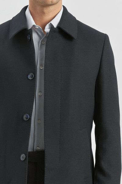 Navy blue, quilted lining, relaxed fit, classic coat. - 16