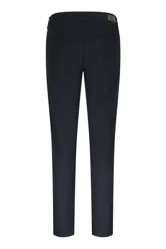 Navy Blue Regular Fit 5 Pocket Cotton Canvas Trousers - 2