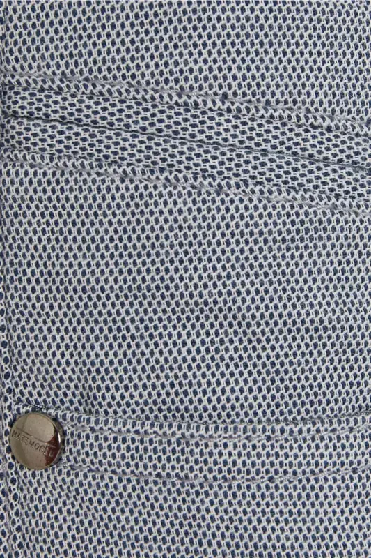 Navy Blue Regular Fit Patterned Cotton 5 Pocket Canvas - 3