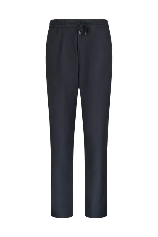 Navy Blue Relaxed Fit Side Pocket Cotton Jogger Pants-Navy Blue - 1