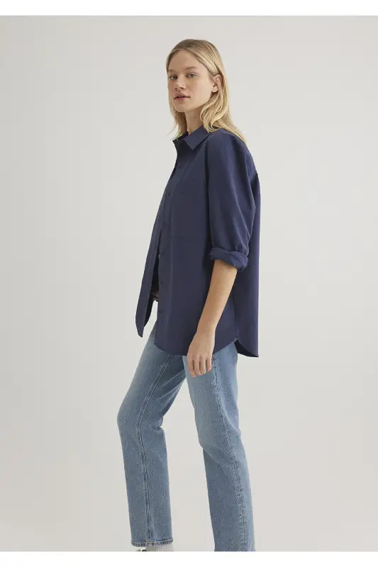 Navy Blue Shirt Loose Fit 121104 - 2