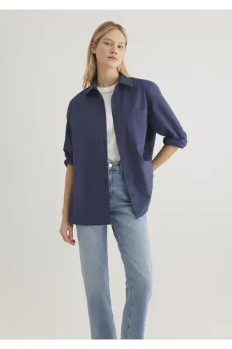 Navy Blue Shirt Loose Fit 121104 - 3