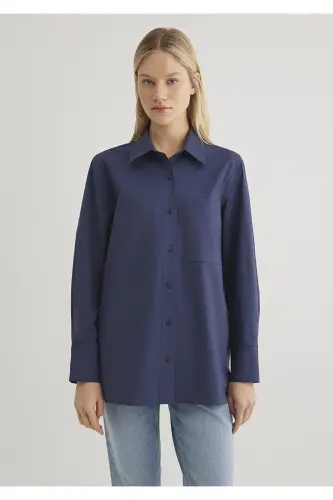 Navy Blue Shirt Loose Fit 121104 - 4