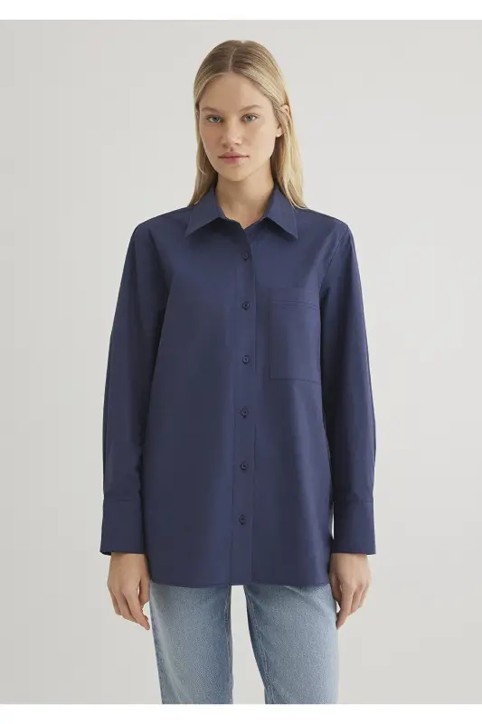 Navy Blue Shirt Loose Fit 121104 - 4