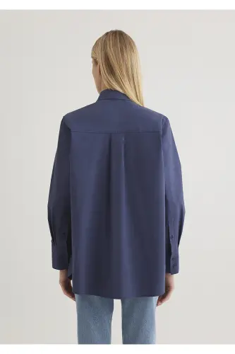 Navy Blue Shirt Loose Fit 121104 - 5