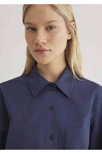 Navy Blue Shirt Loose Fit 121104 - 6