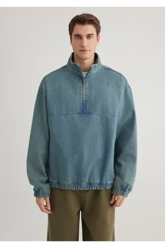 Navy Blue Shirt Oversize / Wide Cut 0211418-187 - 4