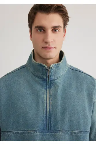 Navy Blue Shirt Oversize / Wide Cut 0211418-187 - 6