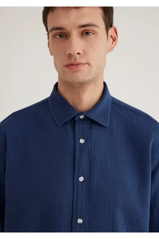 Navy Blue Shirt Regular Fit / Normal Cut 0211518 - 7