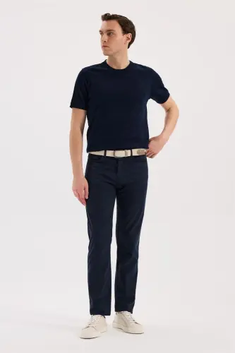 Navy Blue Slim Fit 5 Pocket Sport Pants - JAKAMEN (1)