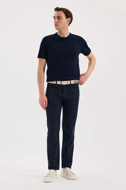 Navy Blue Slim Fit 5 Pocket Sport Pants - 2