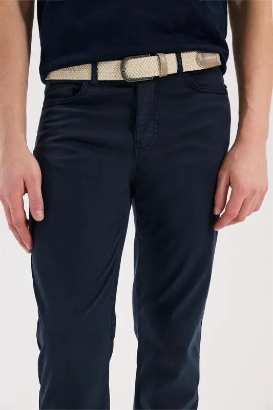 Navy Blue Slim Fit 5 Pocket Sport Pants - 3
