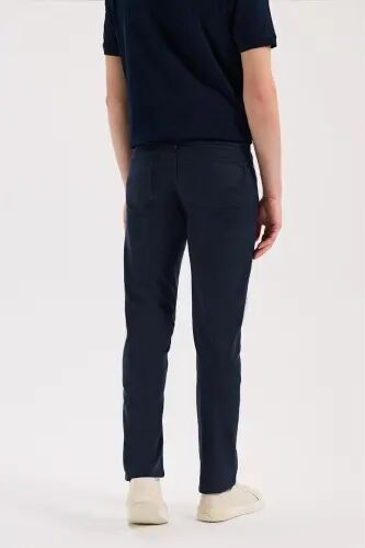 Navy Blue Slim Fit 5 Pocket Sport Pants - 4