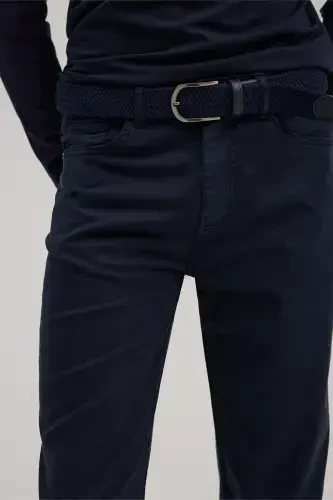 Navy Blue Slim Fit 5 Pocket Sport Pants - 3