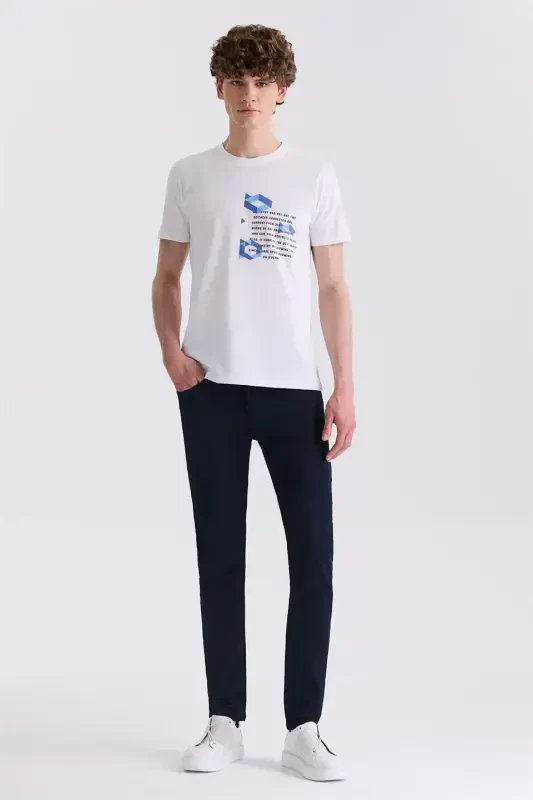 Navy Blue Slim Fit Cotton Denim Jeans - 2