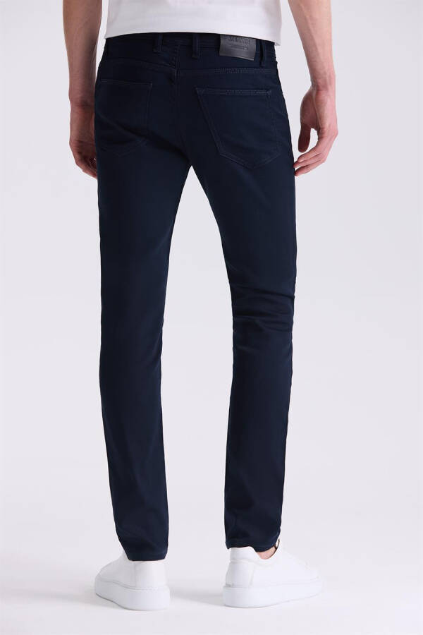 Navy Blue Slim Fit Cotton Jean Pants - 8