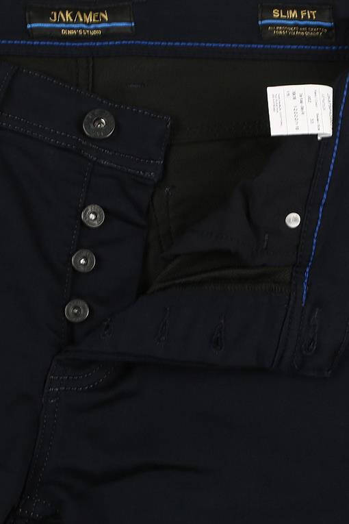 Navy Blue Slim Fit Cotton Jean Pants - 11