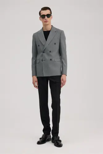 Navy Blue Slim Fit Double-Breasted Suit - 4