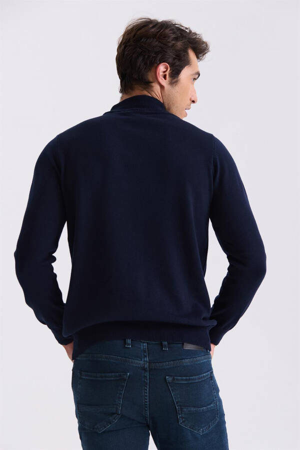 Navy Blue Slim Fit Half Turtleneck Men's Knitwear - 4