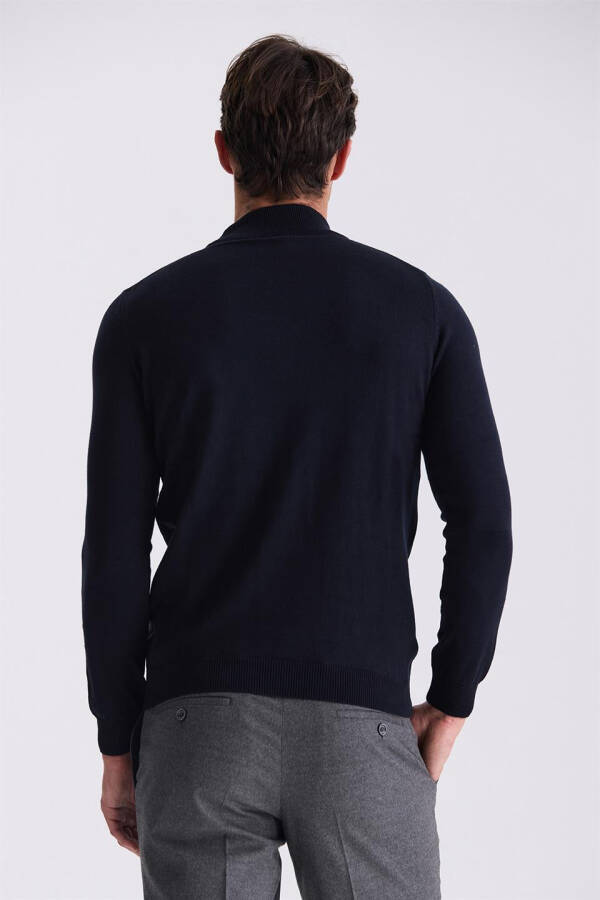 Navy Blue Slim Fit Half Turtleneck Men's Knitwear - 4