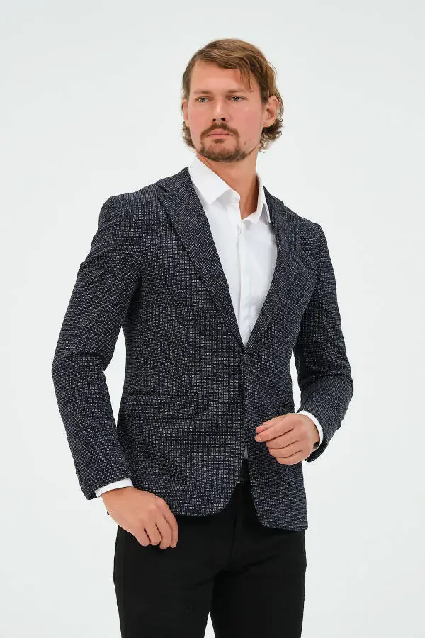 Navy Blue Slim Fit Lined Men's Blazer Jacket, Stylish Jacket - 4