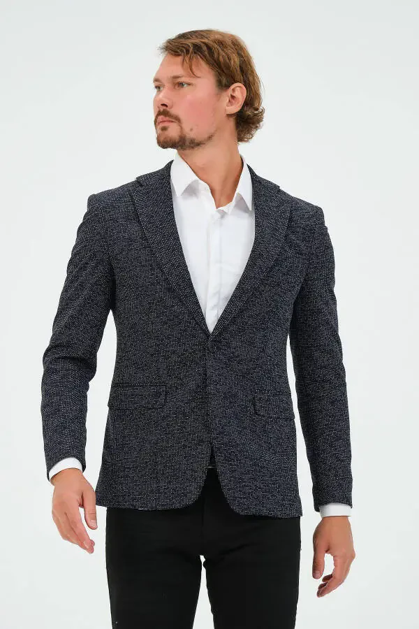 Navy Blue Slim Fit Lined Men's Blazer Jacket, Stylish Jacket - 5