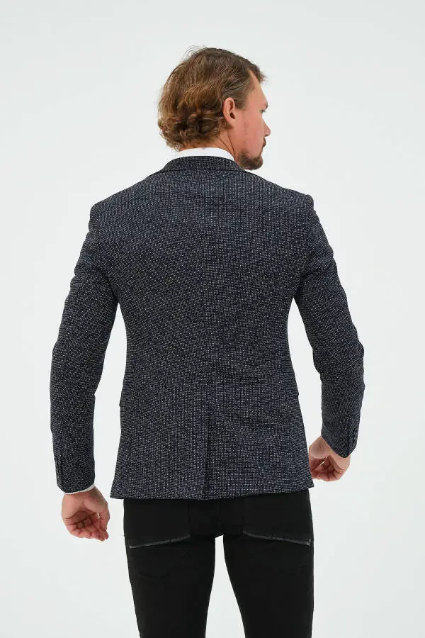 Navy Blue Slim Fit Lined Men's Blazer Jacket, Stylish Jacket - 8