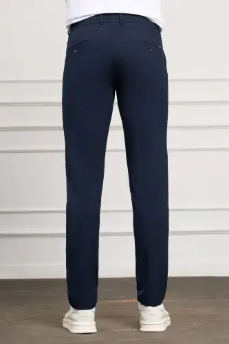 Navy Blue Slim Fit Narrow Cut Side Pocket Drawstring Jogger Men's Pants - D.Navy - 3