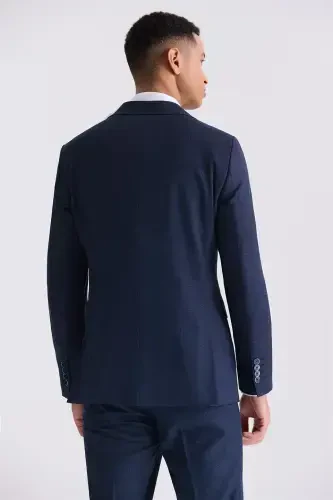 Navy Blue Slim Fit Single Breasted Waistcoat Suit - 4